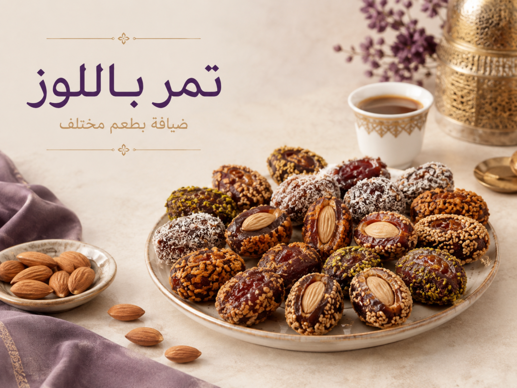تمر باللوز مقدم للضيافة العربية