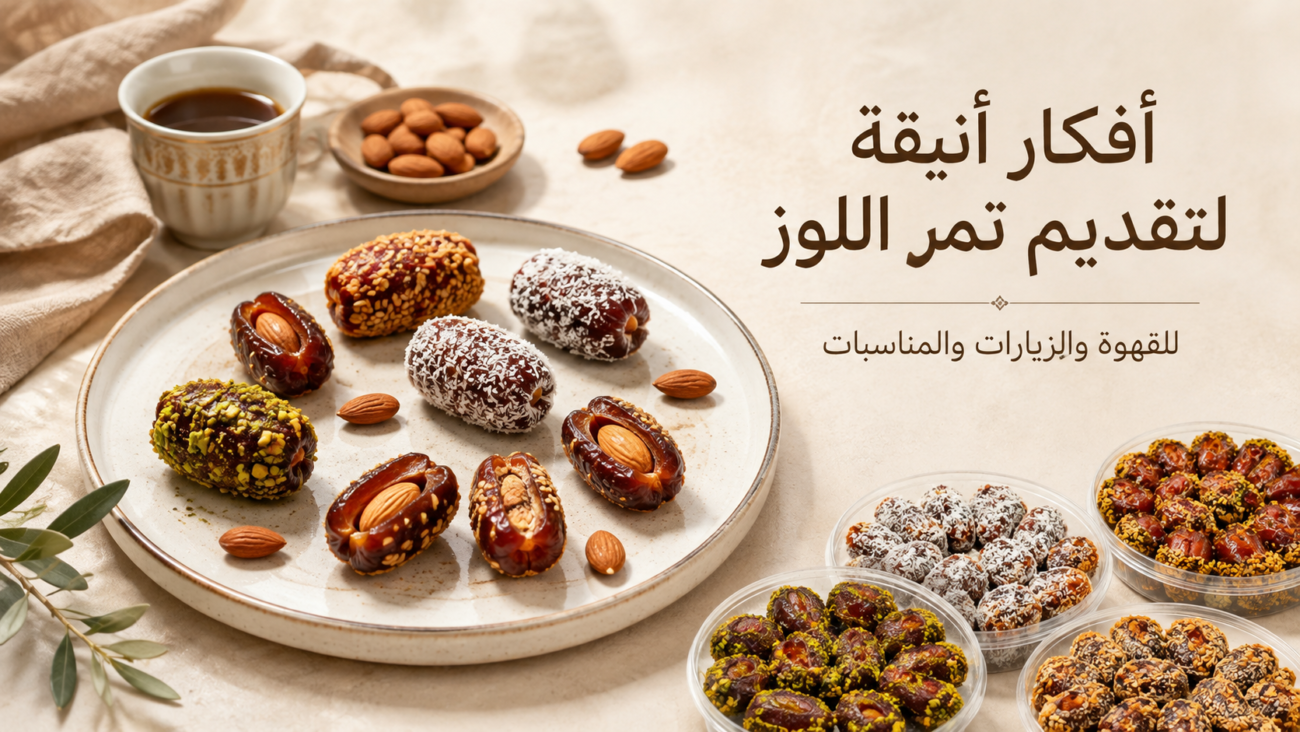 أفكار تقديم تمر باللوز مع القهوة
